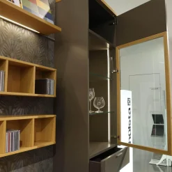 Rietberger Möbelwerke Wohnwände & Tv-Lowboards|Wohnwand Flair Rahmenfarbe Eiche Sand Lack Terra Grau Griff T8 Edelstahlfarbig Mit LED Beleuchtung