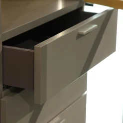 Rietberger Möbelwerke Wohnwände & Tv-Lowboards|Wohnwand Flair Rahmenfarbe Eiche Sand Lack Terra Grau Griff T8 Edelstahlfarbig Mit LED Beleuchtung