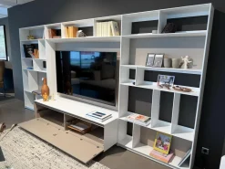 B&B Italia Wohnwände & Tv-Lowboards|Wohnwand Flat C Lack Satiniert Gips Weiß Und Wüstenfarben Beige