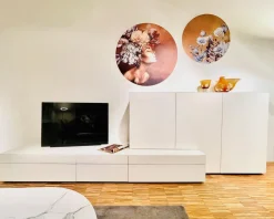 Fraubrunnen Wohnwände & Tv-Lowboards|Wohnwand Format S2 Mattglas Und Echtlack Naturweiß