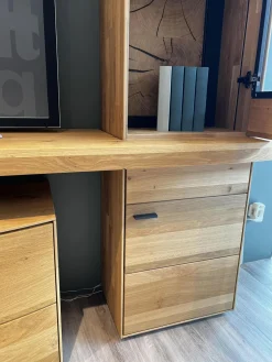 Musterring Wohnwände & Tv-Lowboards|Wohnwand Giulia Front Und Korpus Wildeiche Massiv Soft Gebürstet Vitrine Glas Optiwhite