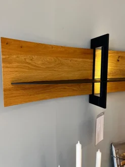 Musterring Wohnwände & Tv-Lowboards|Wohnwand Giulia Wildeiche Massiv Soft Gebürstet Gestell Metall Carbonfarbig Schwarz Mit Beleuchtung