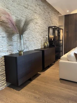 Haas Wohnwände & Tv-Lowboards|Wohnwand Aus Bücherregalen Und Sideboards Eiche Mokka Gebeizt & Lackiert