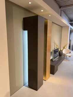 minottiitalia Wohnwände & Tv-Lowboards|Wohnwand Inpiedi Lack Interno Metall Gold Lack Coffee Braun Inklusive LED Beleuchtung