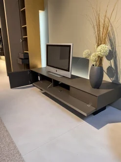 minottiitalia Wohnwände & Tv-Lowboards|Wohnwand Inpiedi Lack Interno Metall Gold Lack Coffee Braun Inklusive LED Beleuchtung