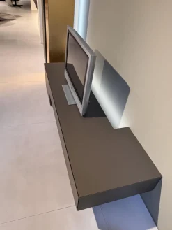 minottiitalia Wohnwände & Tv-Lowboards|Wohnwand Inpiedi Lack Interno Metall Gold Lack Coffee Braun Inklusive LED Beleuchtung