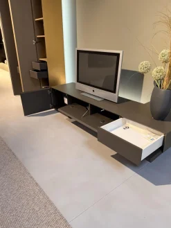 minottiitalia Wohnwände & Tv-Lowboards|Wohnwand Inpiedi Lack Interno Metall Gold Lack Coffee Braun Inklusive LED Beleuchtung