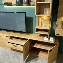 Musterring Wohnwände & Tv-Lowboards|Wohnwand Kanto Asteiche Massiv Griffe Lack J6 Schwarz Matt