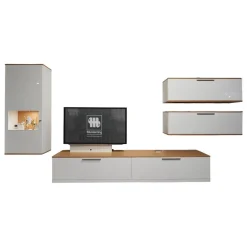 Musterring Wohnwände & Tv-Lowboards|Wohnwand Kara 61958 Lack Weiß Griffe Edelstahl