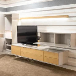 Musterring Wohnwände & Tv-Lowboards|Wohnwand Kara Frame 73029 Lack 2 Grau Absetzung Asteiche Inklusive LED Strahler