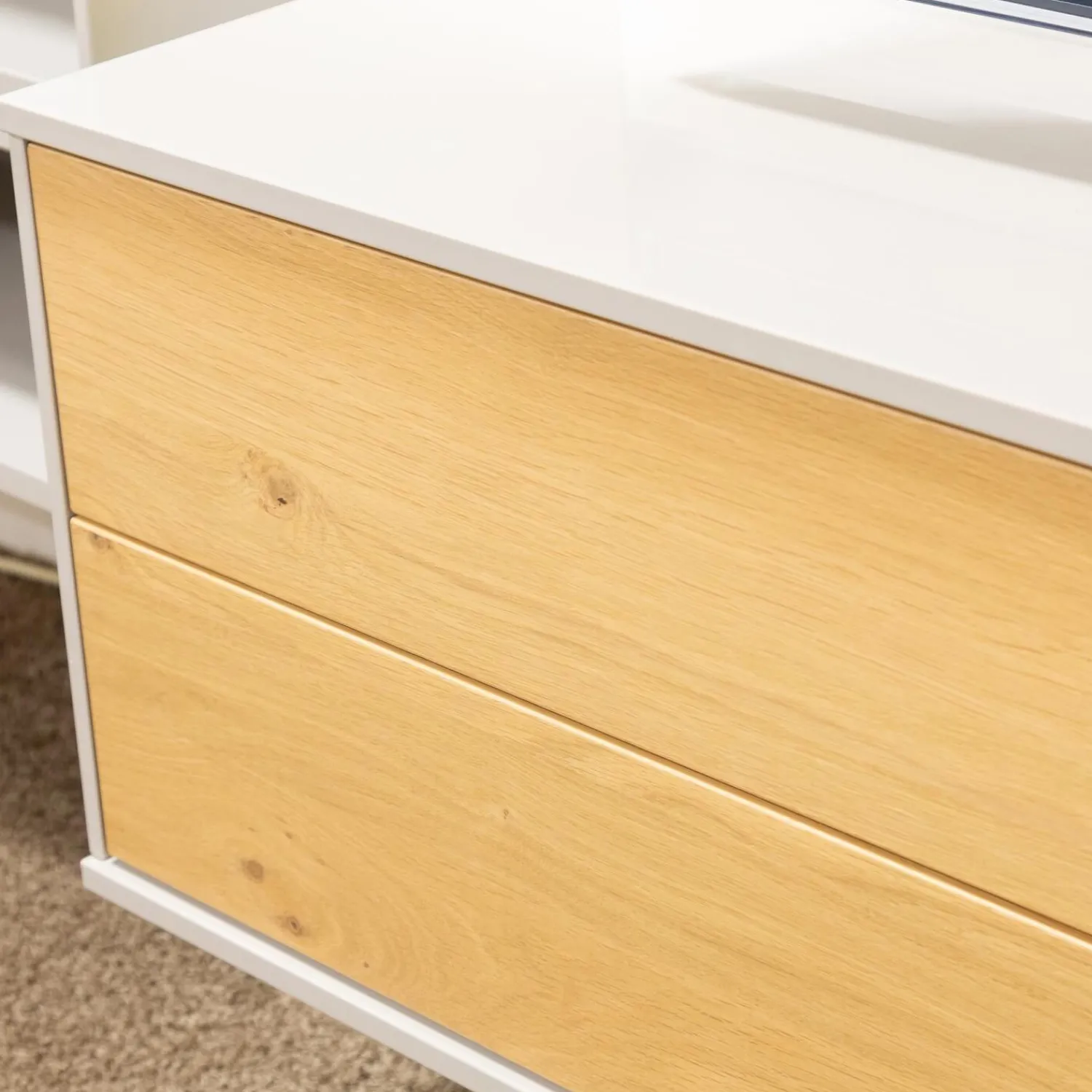 Musterring Wohnwände & Tv-Lowboards|Wohnwand Kara Frame 73029 Lack 2 Grau Absetzung Asteiche Inklusive LED Strahler