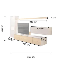 Musterring Wohnwände & Tv-Lowboards|Wohnwand Kara Frame 73029 Lack 2 Grau Absetzung Asteiche Inklusive LED Strahler