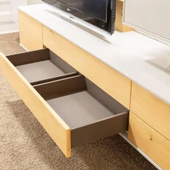 Musterring Wohnwände & Tv-Lowboards|Wohnwand Kara Frame 73029 Lack 2 Grau Absetzung Asteiche Inklusive LED Strahler