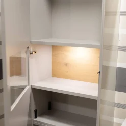 Musterring Wohnwände & Tv-Lowboards|Wohnwand Kara Frame 73029 Lack 2 Grau Absetzung Asteiche Inklusive LED Strahler