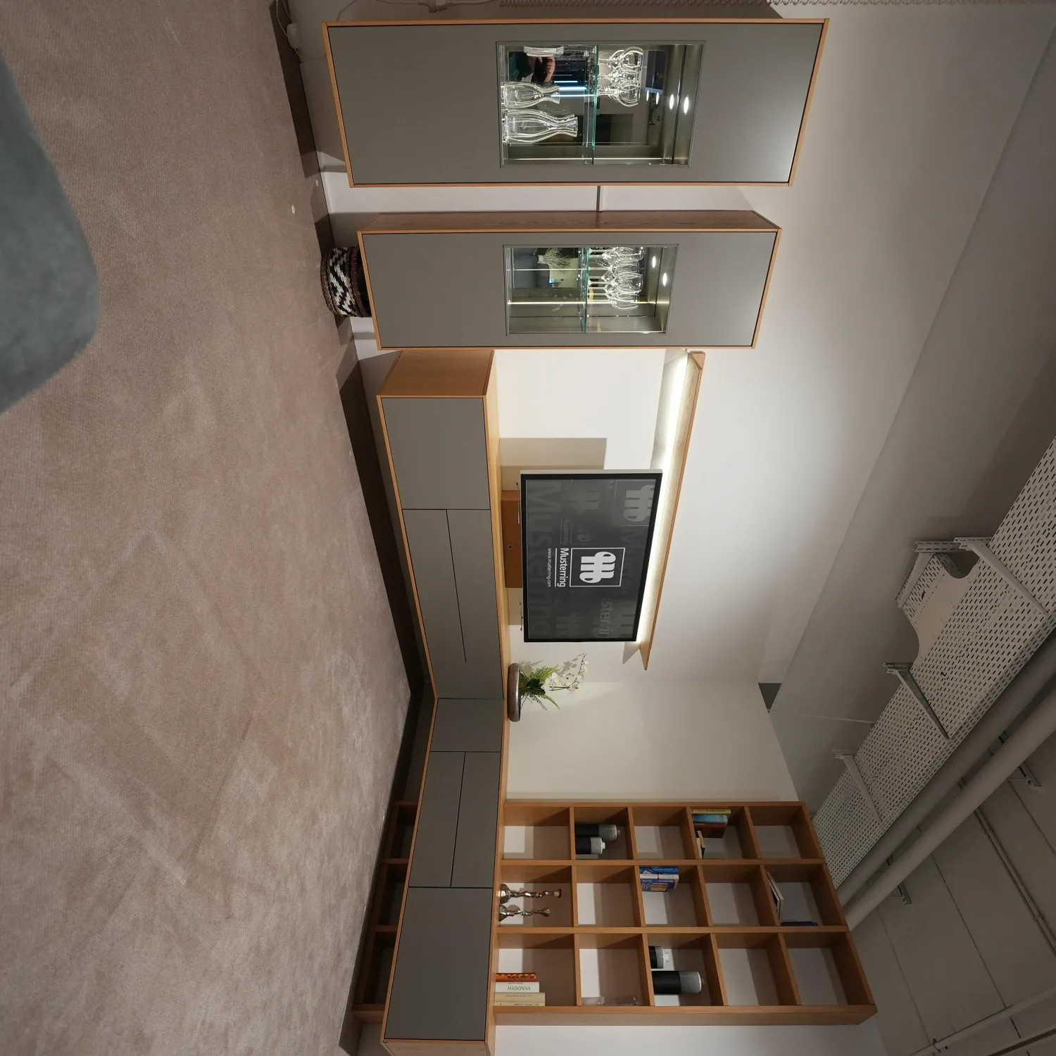 Musterring Wohnwände & Tv-Lowboards|Wohnwand Kara-Frame VZ Eiche Sand Lack Taupe mit TV-Halterung