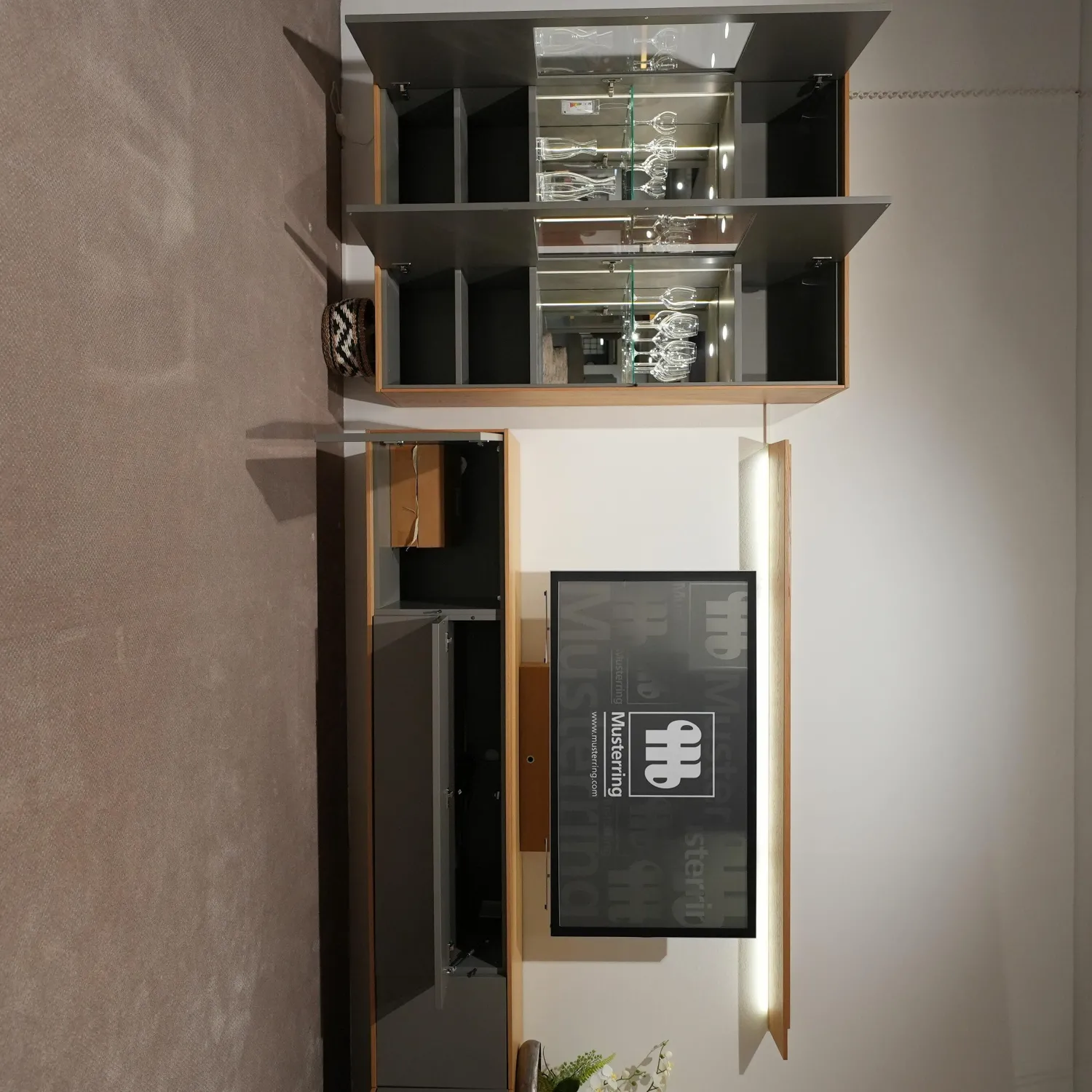 Musterring Wohnwände & Tv-Lowboards|Wohnwand Kara-Frame VZ Eiche Sand Lack Taupe mit TV-Halterung