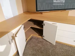 Musterring Wohnwände & Tv-Lowboards|Wohnwand Kira Front Lack Crema Creme Korpus Eiche Sand Griff Chrom Inklusive Beleuchtung