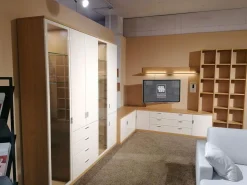 Musterring Wohnwände & Tv-Lowboards|Wohnwand Kira Front Lack Crema Creme Korpus Eiche Sand Griff Chrom Inklusive Beleuchtung