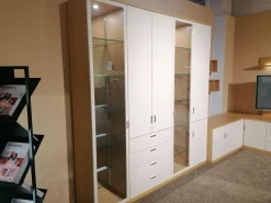 Musterring Wohnwände & Tv-Lowboards|Wohnwand Kira Front Lack Crema Creme Korpus Eiche Sand Griff Chrom Inklusive Beleuchtung