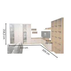 Musterring Wohnwände & Tv-Lowboards|Wohnwand Kira Front Lack Crema Creme Korpus Eiche Sand Griff Chrom Inklusive Beleuchtung
