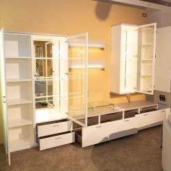 Musterring Wohnwände & Tv-Lowboards|Wohnwand Kira Korpus Und Front Lack Weiß Regale Lack Grau Mit LED-Beleuchtung