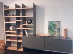 Sudbrock Wohnwände & Tv-Lowboards|Wohnwand Kombination Cubo Und Scala Lack Onyxgrau Grau Regalböden Eiche Milk Astig Ohne Dekoration