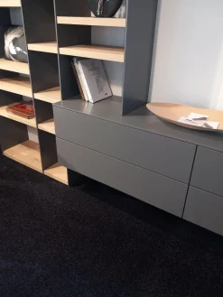 Sudbrock Wohnwände & Tv-Lowboards|Wohnwand Kombination Cubo Und Scala Lack Onyxgrau Grau Regalböden Eiche Milk Astig Ohne Dekoration