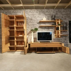 Decker Wohnwände & Tv-Lowboards|Wohnwand Lavaro Wildeiche Bianco Massiv Geölt Mit Sideboard Und Beleuchtung Ohne Fernseher