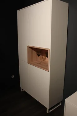 Rietberger Möbelwerke Wohnwände & Tv-Lowboards|Wohnwand Lennon Lack Weiß Absetzung Kristallbuche