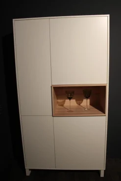 Rietberger Möbelwerke Wohnwände & Tv-Lowboards|Wohnwand Lennon Lack Weiß Absetzung Kristallbuche