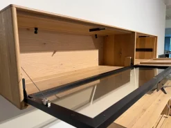 Anrei Wohnwände & Tv-Lowboards|Wohnwand Lina Asteiche Gebürstet Weiß Geölt Akzente Glas Bronze Matt Metallgestell Schwarz Inklusive LED Beleuchtung