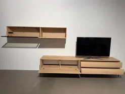 Anrei Wohnwände & Tv-Lowboards|Wohnwand Lina Asteiche Gebürstet Weiß Geölt Akzente Glas Bronze Matt Metallgestell Schwarz Inklusive LED Beleuchtung