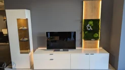 Gwinner Wohnwände & Tv-Lowboards|Wohnwand Linera Lack Seidenmatt Weiß Akzente Wildeiche Natur Mit LED Beleuchtung