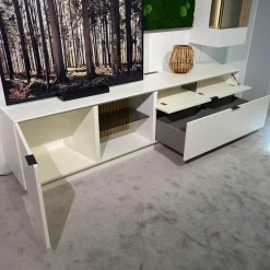 Gwinner Wohnwände & Tv-Lowboards|Wohnwand Linera Seidenmatt Weiß Wildeiche Natur Moos