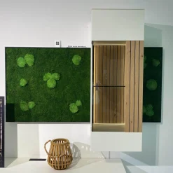 Gwinner Wohnwände & Tv-Lowboards|Wohnwand Linera Seidenmatt Weiß Wildeiche Natur Moos