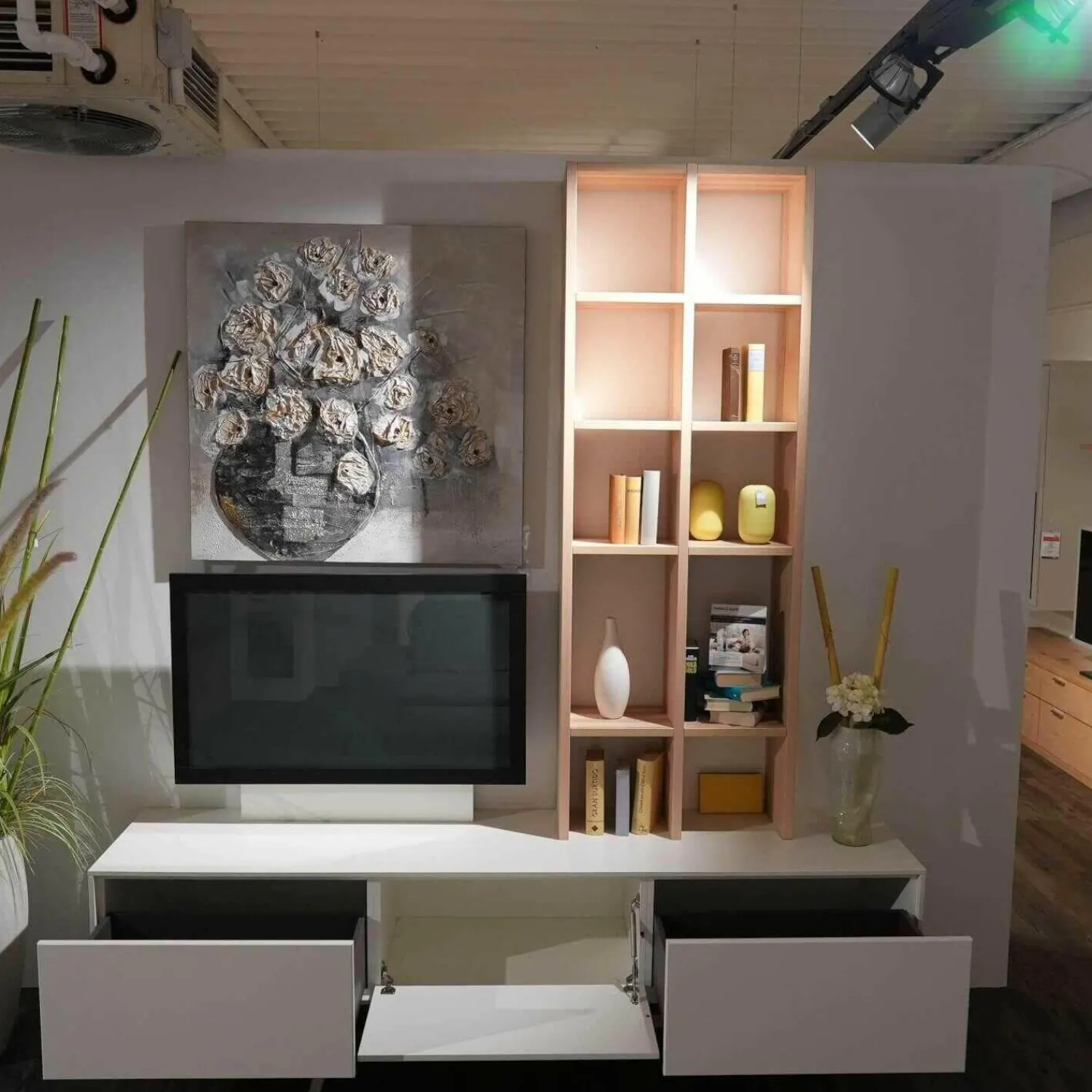 Rietberger Möbelwerke Wohnwände & Tv-Lowboards|Wohnwand Lotus Lack Weiß Kernesche