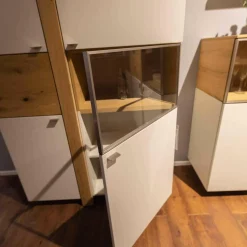 Venjakob Wohnwände & Tv-Lowboards|Wohnwand LS 043016 Albero Sideboard Vitrine Lack Weiß Matt Santanaeiche