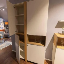 Venjakob Wohnwände & Tv-Lowboards|Wohnwand LS 043016 Albero Sideboard Vitrine Lack Weiß Matt Santanaeiche