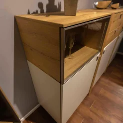 Venjakob Wohnwände & Tv-Lowboards|Wohnwand LS 043016 Albero Sideboard Vitrine Lack Weiß Matt Santanaeiche