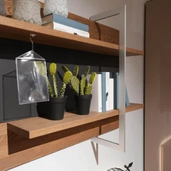 Die Hausmarke Wohnwände & Tv-Lowboards|Wohnwand Media Design 5800001-343 Raucheiche Massiv Lackfarbton Schiefer Schwarz