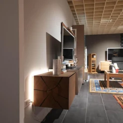 Die Hausmarke Wohnwände & Tv-Lowboards|Wohnwand Media Design 5800001-343 Raucheiche Massiv Lackfarbton Schiefer Schwarz