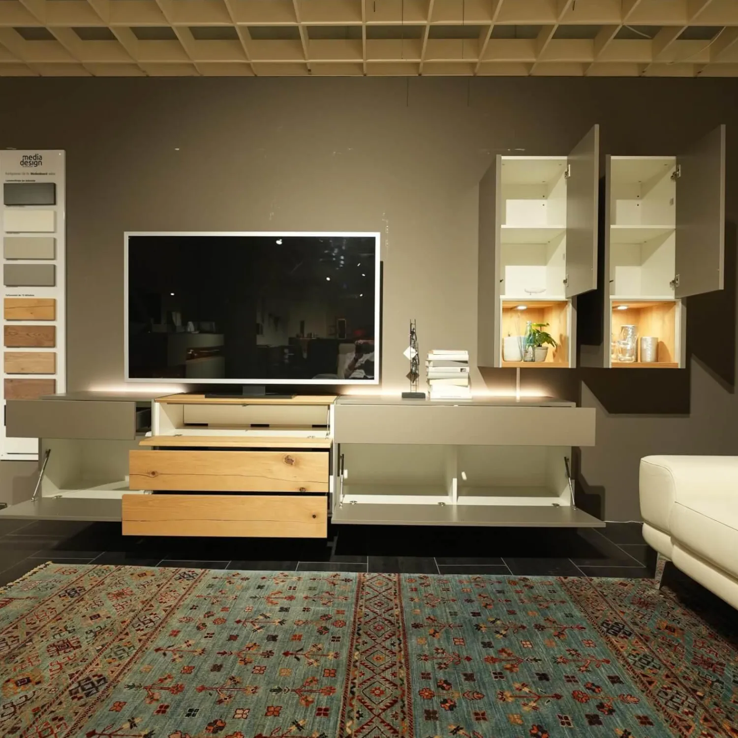 Die Hausmarke Wohnwände & Tv-Lowboards|Wohnwand Media Design Holz Nougat Mattlack Braun