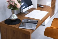 Hülsta Wohnwände & Tv-Lowboards|Wohnwand Mega-Design Lackbeschichtung Weiß Furniert Kernnussbaum