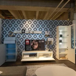 Gallery M Wohnwände & Tv-Lowboards|Wohnwand Merano Lack Weiß Eisblau Tip-on-Beschlag Grifflos