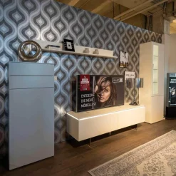 Gallery M Wohnwände & Tv-Lowboards|Wohnwand Merano Lack Weiß Eisblau Tip-on-Beschlag Grifflos