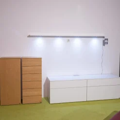 Gallery M Wohnwände & Tv-Lowboards|Wohnwand Merano Lack Weiß Wildeiche Inklusive Beleuchtung Und Fernbedienung