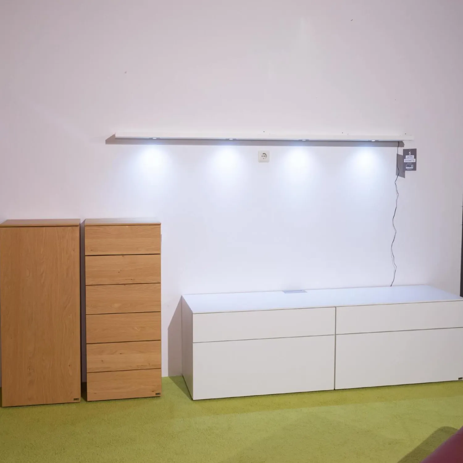 Gallery M Wohnwände & Tv-Lowboards|Wohnwand Merano Lack Weiß Wildeiche Inklusive Beleuchtung Und Fernbedienung