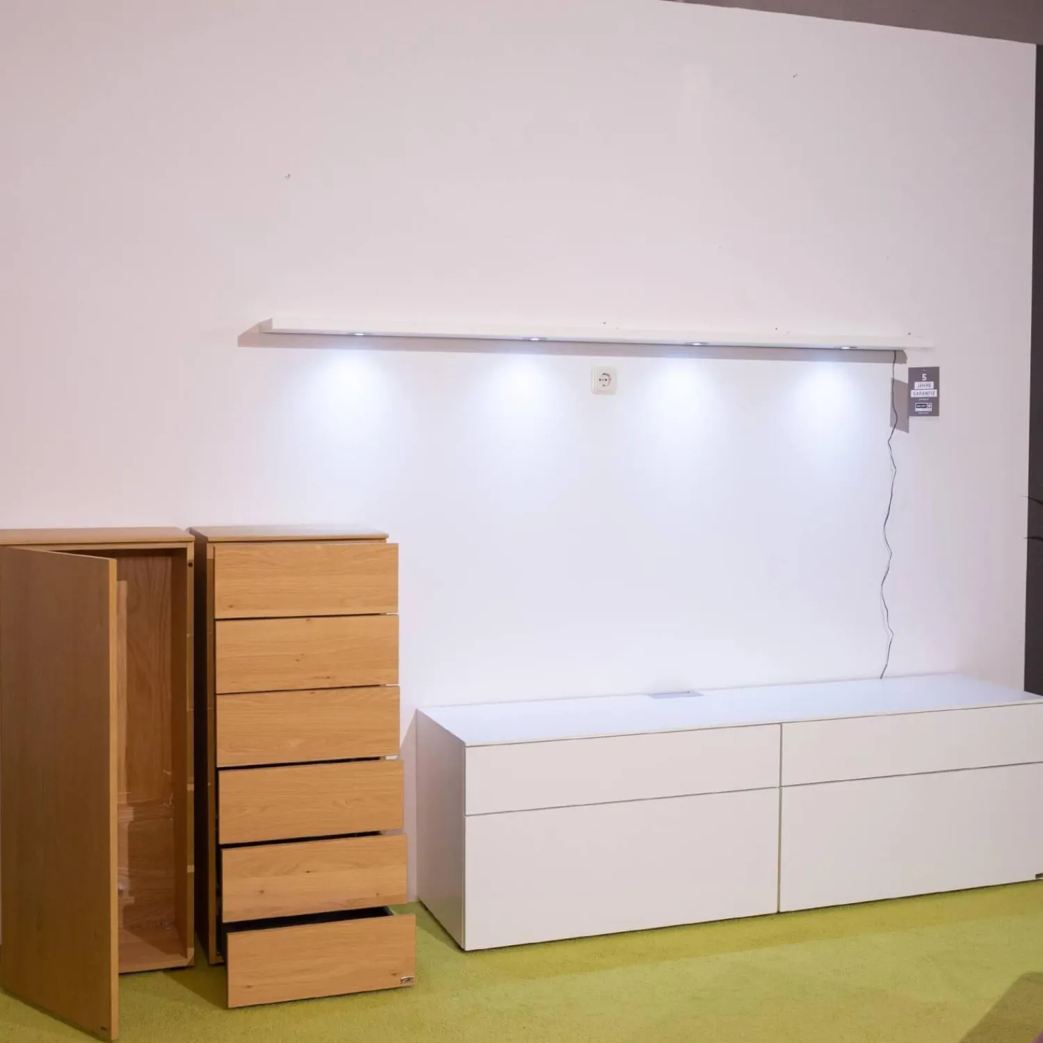 Gallery M Wohnwände & Tv-Lowboards|Wohnwand Merano Lack Weiß Wildeiche Inklusive Beleuchtung Und Fernbedienung