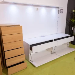 Gallery M Wohnwände & Tv-Lowboards|Wohnwand Merano Lack Weiß Wildeiche Inklusive Beleuchtung Und Fernbedienung