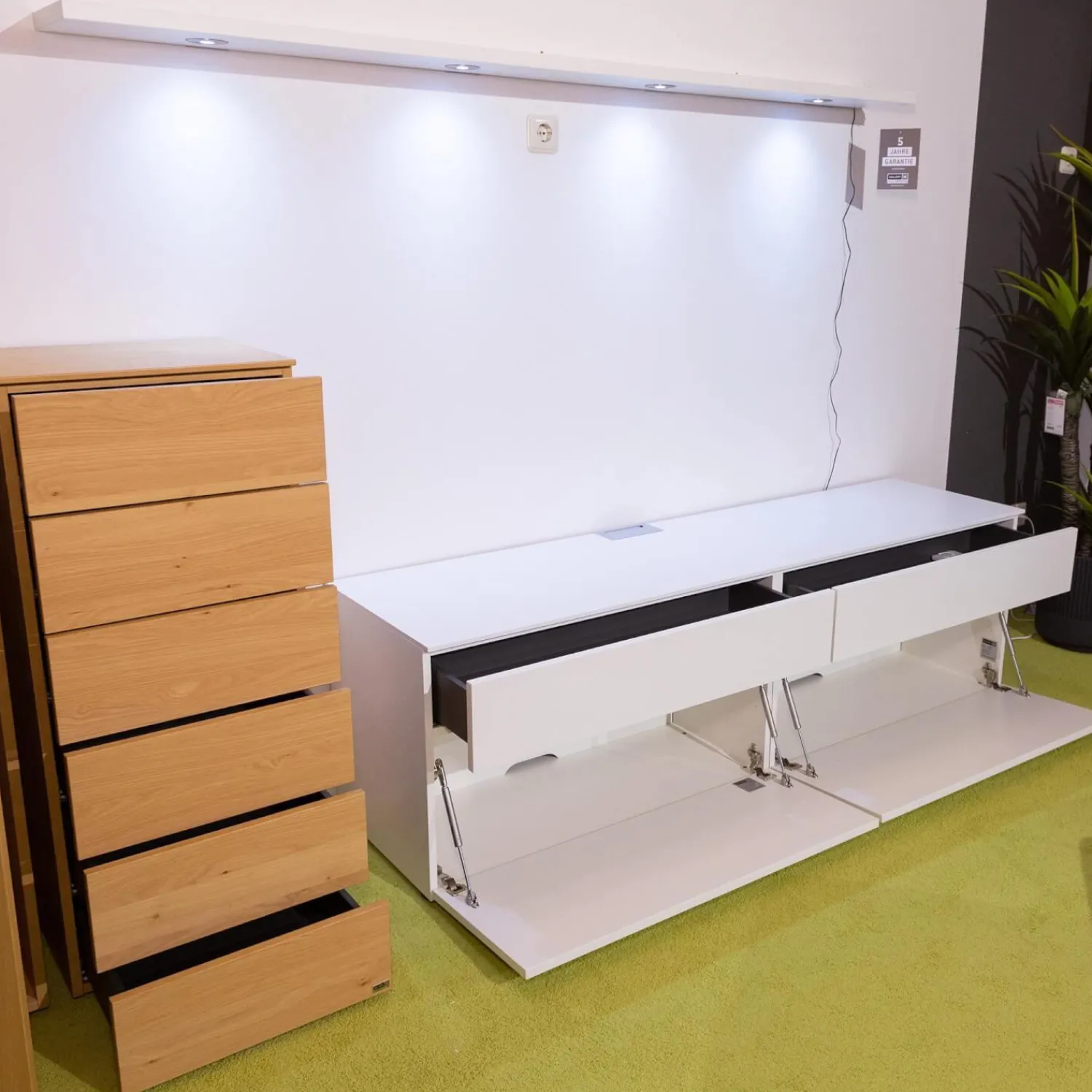 Gallery M Wohnwände & Tv-Lowboards|Wohnwand Merano Lack Weiß Wildeiche Inklusive Beleuchtung Und Fernbedienung